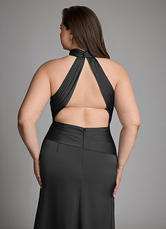 Azazie Gracelynn Brudtärnklänningar Klänning av Tubklänning i Stretch Satin Plisserad Svart image6