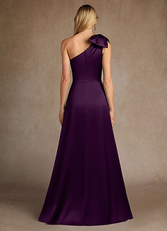 Azazie Easton Mother of the Bride Dresses Grape A-Line One Shoulder Stretch Satin Dress image3