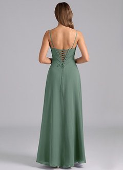 Azazie Valentine Bridesmaid Dresses Eucalyptus A-Line Corset Chiffon Dress image2