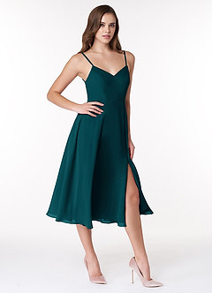 Azazie Clarissa Brautjungfernkleider A-Linie V-Hals Chiffon Kleid Kiefer image3
