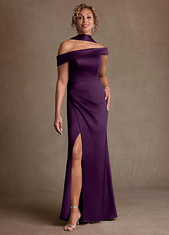 Azazie Kamala Suknie dla Matki Panny Młodej Osłona Jedno ramię Satyna elastyczna Długość podłogi Sukienka image1