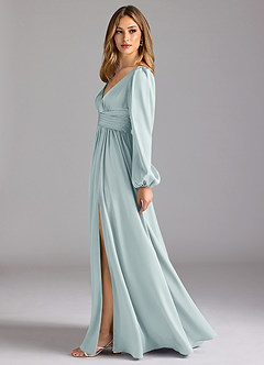 Azazie Norah Robes de demoiselle d'honneur Robe Trapèze en Satin extensible Brume image4