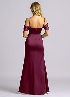 Azazie Auden Bridesmaid Dresses Mulberry Sheath Off the Shoulder Stretch Satin Convertible Dress image2