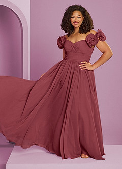 Barbie ♥ Azazie Bridesmaid Dresses Merlot A-Line Off the Shoulder Chiffon Convertible Dress image16