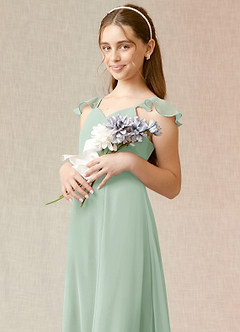 Azazie Everett Junior Agave A-Line Chiffon Dress image6