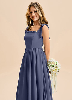 Azazie Delia Junior Abito A-Line in Chiffon Fiocco Stormy image7