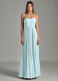 Azazie Chiana Abiti da Damigella Abito A-Line in Chiffon Senza Cinturino Nebbia image4