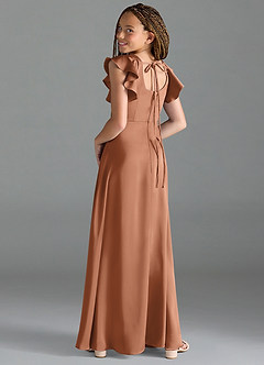 Azazie Bondi Junior Bronzer A-Line Side Slit Stretch Satin Dress image5