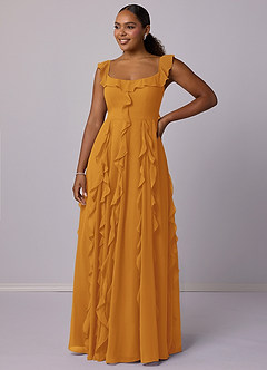 Barbie ♥ Azazie Bridesmaid Dresses Butterscotch A-Line with Pockets Chiffon Dress image9