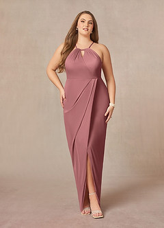 Azazie Hadid Mother of the Bride Dresses Desert Rose Sheath Pleated Mesh Dress image7