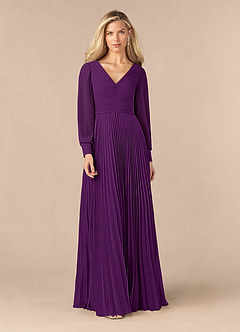 Azazie Zina Mother of the Bride Dresses Grape A-Line Pleated Chiffon Dress image1