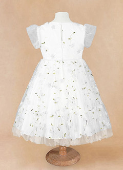 Azazie Alisia Flower Girl Dresses Ivory A-Line Pleated Tulle Dress image8