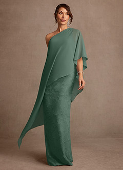 Azazie Wilma Mother of the Bride Dresses Eucalyptus Sheath One Shoulder Floral Burnout Dress image1