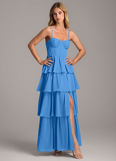 Azazie Alanna Bridesmaid Dresses Blue Jay A-Line Sweetheart Neckline Chiffon Dress image5