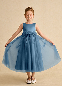 Azazie Lux Flower Girl Dresses Bermuda A-Line Beaded Tulle Dress image4