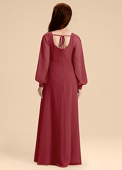Azazie Bondi Junior Pomegranate A-Line Blouson Chiffon Dress image2