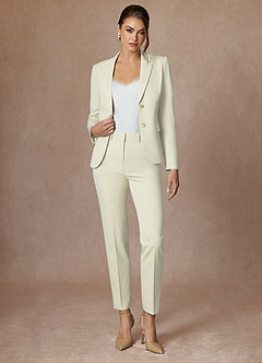 front Whitney Ivory Structured Stretch Blazer