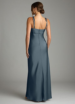 Azazie Ellia Robes de demoiselle d'honneur Robe Fourreau en Satin extensible Nœud Violet Crépusculaire image5