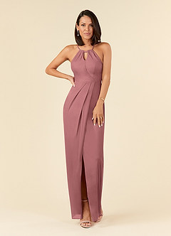 Azazie Hadid Mother of the Bride Dresses Desert Rose Sheath Pleated Mesh Dress image1