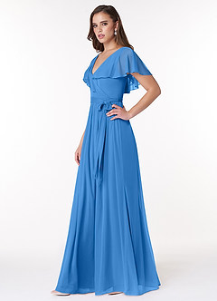 Azazie Jael Bridesmaid Dresses A-Line V-Neck Mesh Floor-Length Dress image3