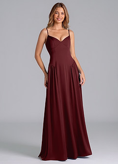 Azazie Kirby Bridesmaid Dresses Cabernet A-Line Stretch Satin Dress image3