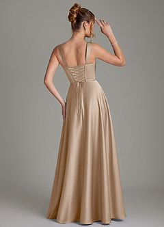 Azazie Azaria Bridesmaid Dresses Taupe A-Line Corset Stretch Satin Dress image5