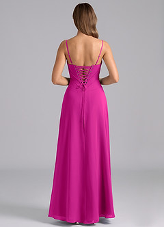 Azazie Valentine Jurken voor bruidsmeisjes Jurk van Chiffon met A-Lijn Korset Fuchsia image2