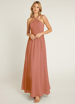Azazie Jacey Brautjungfernkleider A-Linie Plissee Chiffon Kleid Mai Tai image1