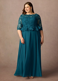 Azazie Averie Mother of the Bride Dresses Ink Blue A-Line Boatneck Sequins Chiffon Dress image7