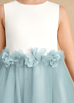 Azazie Louisa Flower Girl Dresses Ivory Mist A-Line Sleeveless Tulle Dress image6