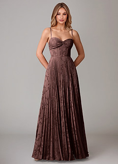 Azazie Akiko 신부 들러리 드레스 A라인 스윗하트 네크라인 플로럴 번아웃 바닥 길이 드레스 image5