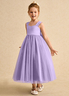 Azazie Chickadee Robe Demoiselle D'honneur Fillette Robe Princesse en Mat Satiné Encolure en Forme de Cœur Lilas image2