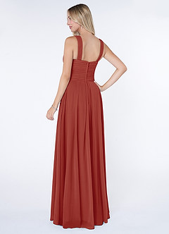 Azazie Kaleigh Brautjungfernkleider A-Linie Plissee Chiffon Kleid Terrakotta image4
