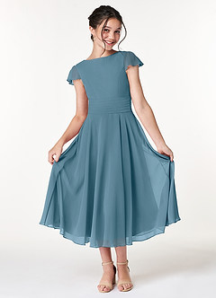 Azazie Payton Junior Bermuda A-Line Bow Chiffon Dress image3
