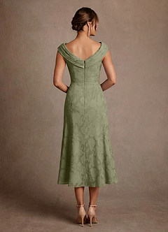 Azazie Keith Mother of the Bride Dresses Pistachio Sheath Pleated Floral Burnout Dress image2