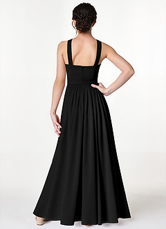 Azazie Jiya Junior Black A-Line Pleated Mesh Dress image2