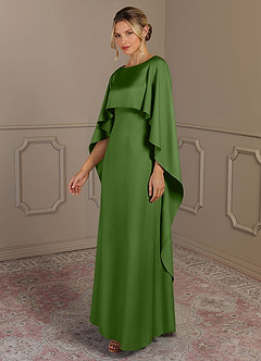 Azazie Eli 신부의 어머니 드레스 쉬스 보트넥 스트레치 새틴 플로어 길이 드레스 image3