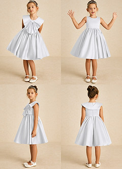 Azazie Poppet vestidos de niña de las flores Vestido de Blanco de Satin Mate de Corte En A con Sin mangas image2