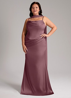 Azazie Sorrel Bridesmaid Dresses Amethyst Mermaid Strapless Stretch Satin Convertible Dress image7