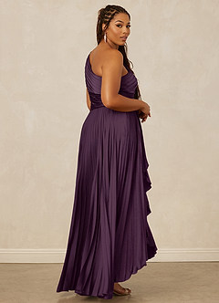 Christian Siriano Bridal for Azazie 1008 Robes de demoiselle d'honneur Robe Trapèze en Satin extensible Ue épaule Prune image13