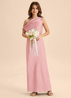 Azazie Emerson Junior Etui Schulterfrei Stretch-Satin Kleid Puderrosa image3