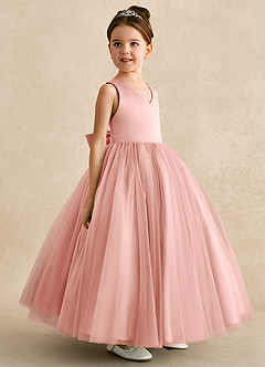 Azazie Peanut Flower Girl Dresses Rosette A-Line Strap Tulle Dress image2