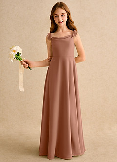 Azazie Puppy Girls Formal Flower Girl Dresses Bronzer A-Line Pleated Chiffon Dress image4