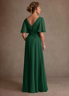 Azazie Milliat 신부의 어머니 드레스 A라인 레이스 쉬폰 플로어 길이 드레스 image3