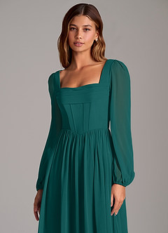 Azazie Maree Bridesmaid Dresses Peacock A-Line Corset Chiffon Dress image7