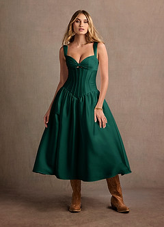 Arwen Hunter Green Dropped Waist Midi Dress image6