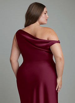 Azazie Emerson Vestidos de damas de honor Vestido Mora de Satén Elástico de Corte Sirena con Hombros descubiertos image6
