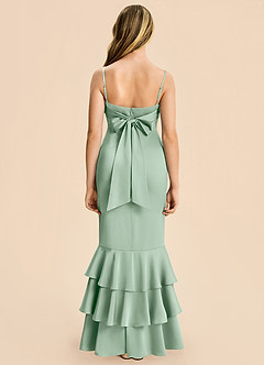 Azazie Fay Junior Agave Mermaid Ruched Stretch Satin Dress image5