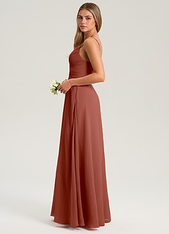 Azazie Terese Bridesmaid Dresses Auburn A-Line Pleated Chiffon Dress image4