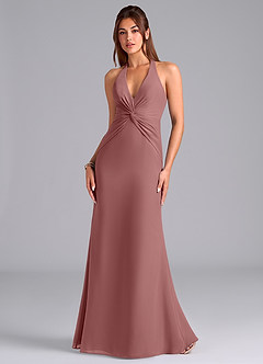 Azazie Valerie Bridesmaid Dresses Desert Rose Mermaid Pleated Chiffon Dress image4